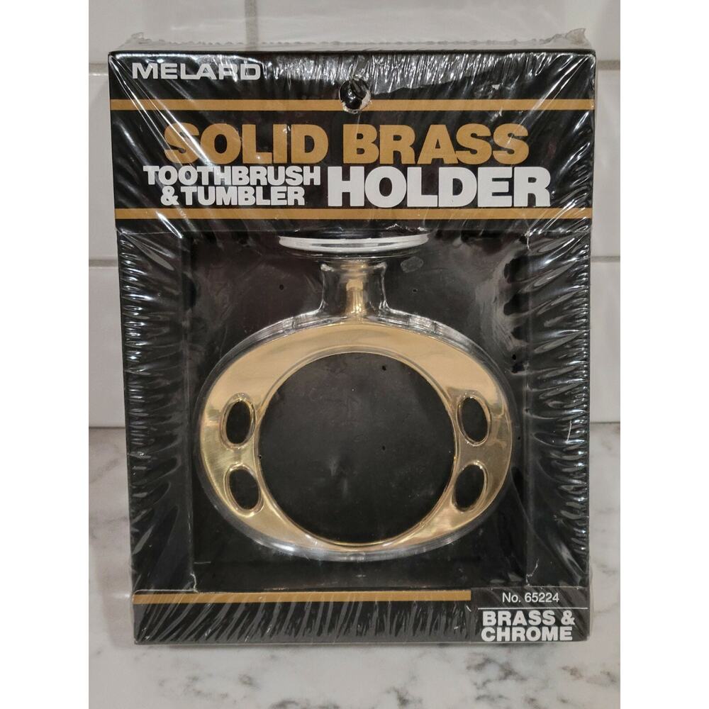 Vintage Melard Solid Brass & Chrome Toothbrush Tumbler Holder Wall Mount NEW